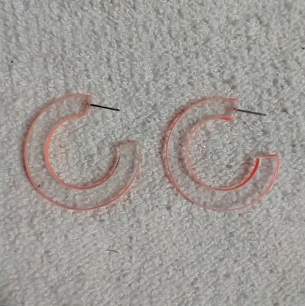 Orange clear post earrings no backs